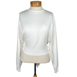 Athleta Women’s White Crew Neck Sweatshirt With Crossover Back & Ties XS